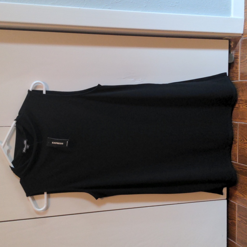 Express high neck long dress shirt with slits